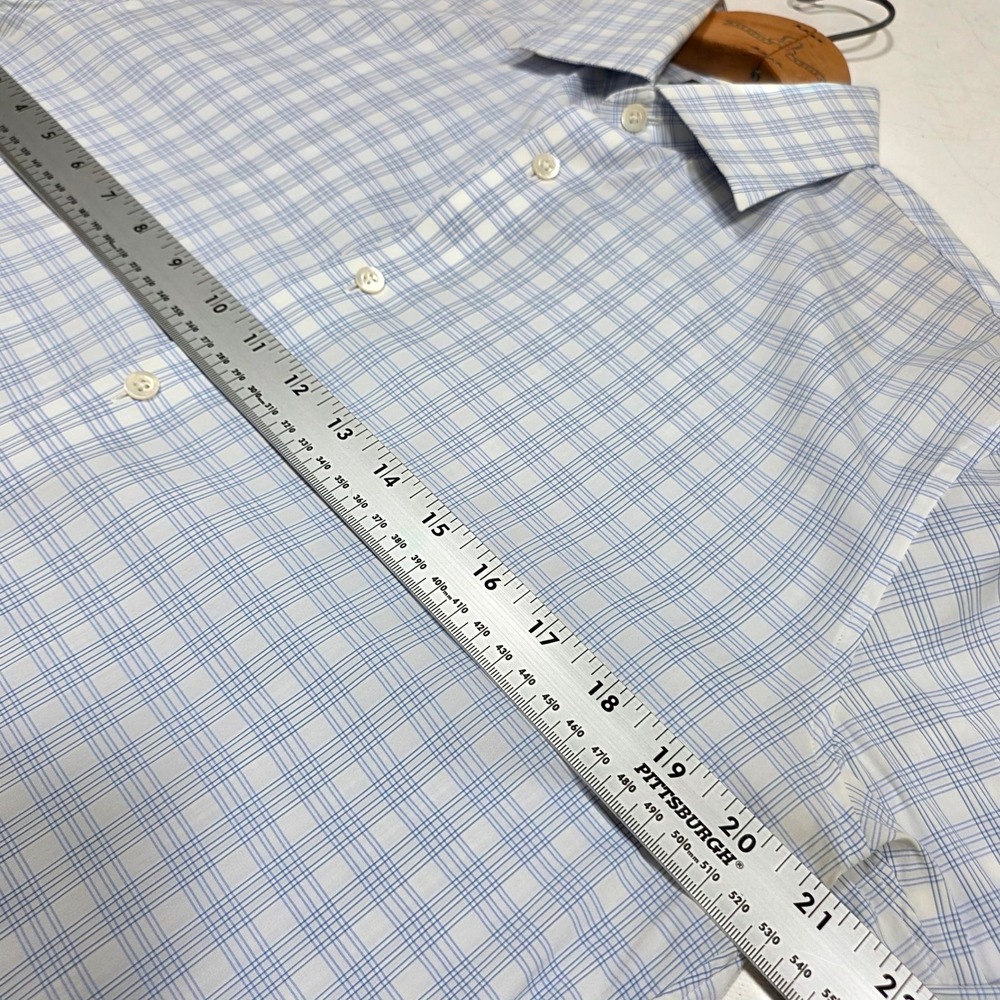 Bonobos Dress Shirt Mens 15.5 33 Blue White Plaid Stretch Slim Fit Button Down - Picture 5 of 7